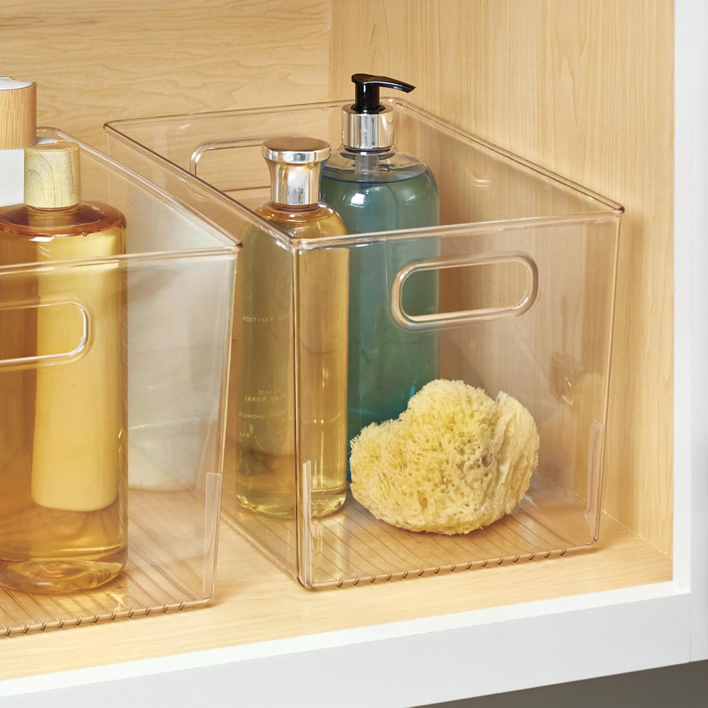Large Clear Plastic Storage Bin for Bathroom or Vanity, Organizer for Hair Tools