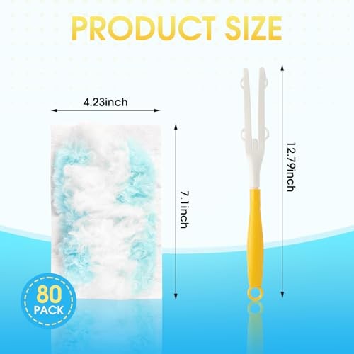 80 Count Disposable Duster Refills for Swiffer with 1 Handle, Microfiber