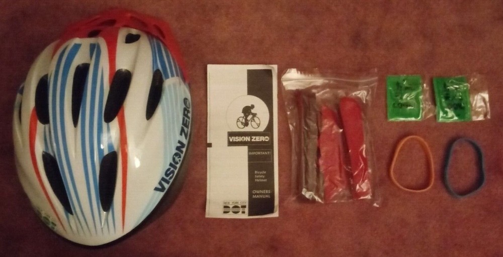 3 NYC DOT Vision Zero Logo Bicycle Helmets Medium Reflector Guide Map Bracelet..