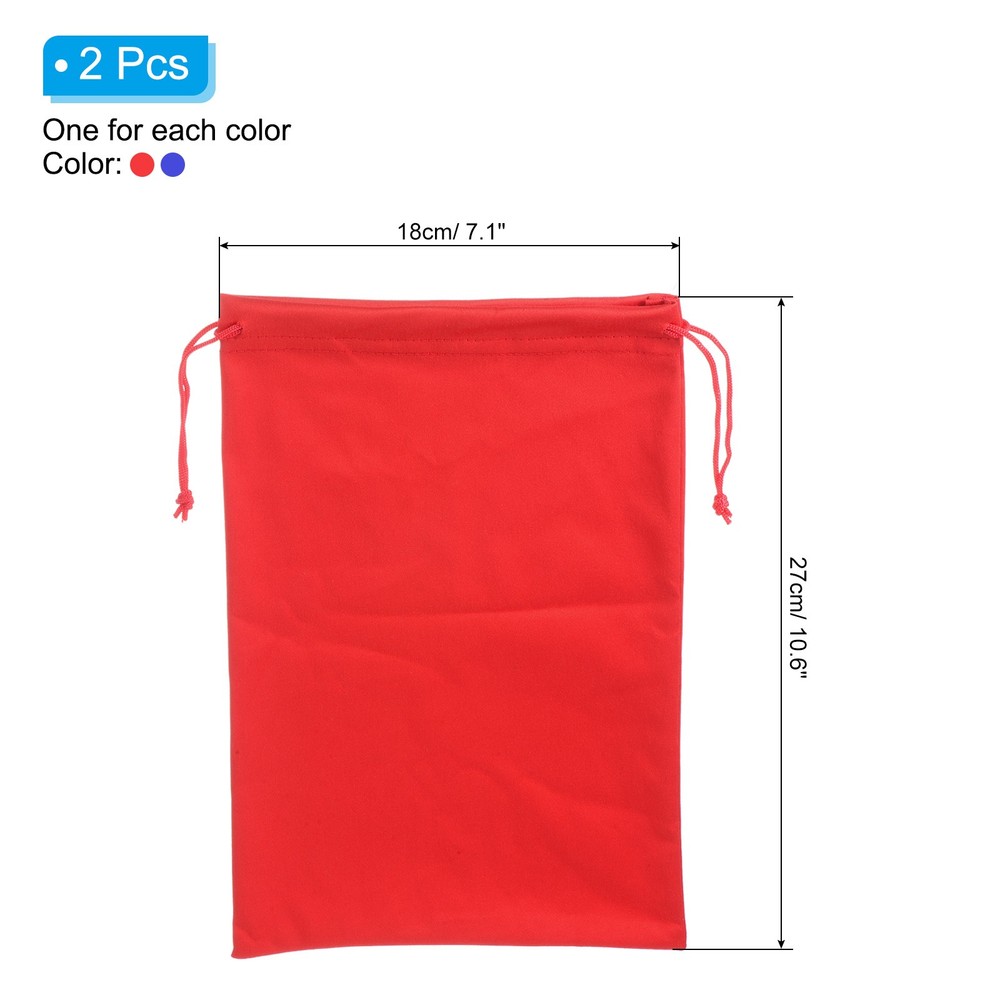 Ski Goggle Bag, 2 Pack Microfiber Snow Goggles Case Drawstring Pouch Blue Red