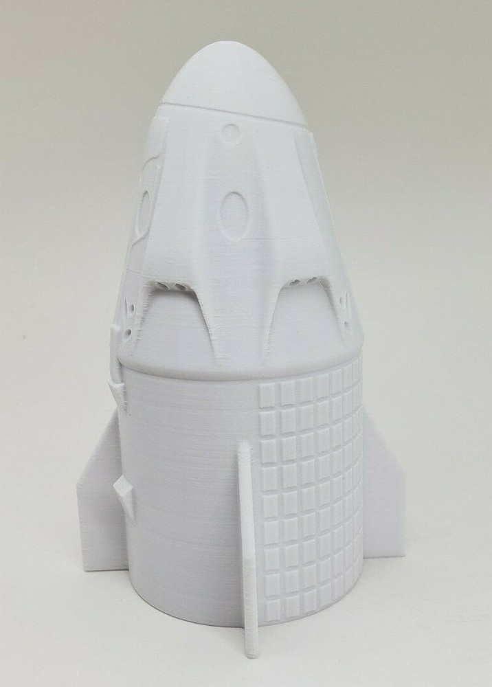 3D Printed 1/48 SpaceX Dragon Prop Display 6.7" White PLA Plastic