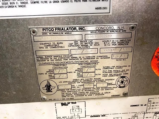 PITCO FRIALATOR RETHERMALIZE, S# G04DD013300,