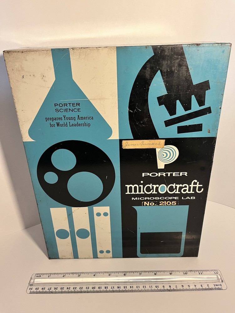 Vintage Porter Microcraft Microscope Lab Kit #2105 Electric Light Working