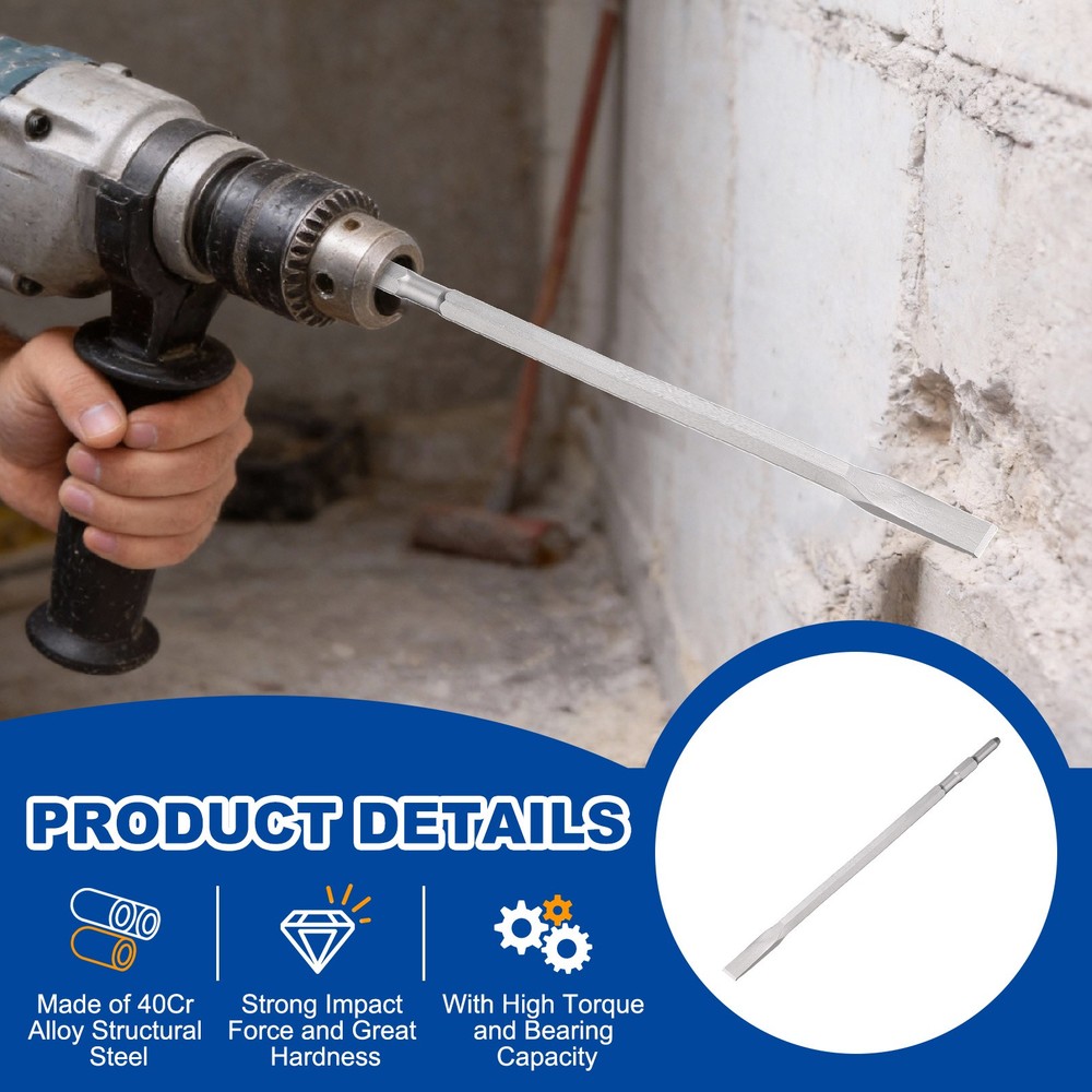 Floor Scraper Chisel Hex Shank Steel Digging Flat Shovel Chisel Width 21mm