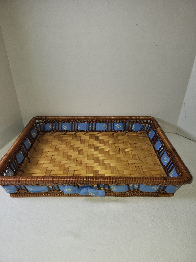 WHEAT RIBBION RECTANGULAR WICKER BASKET