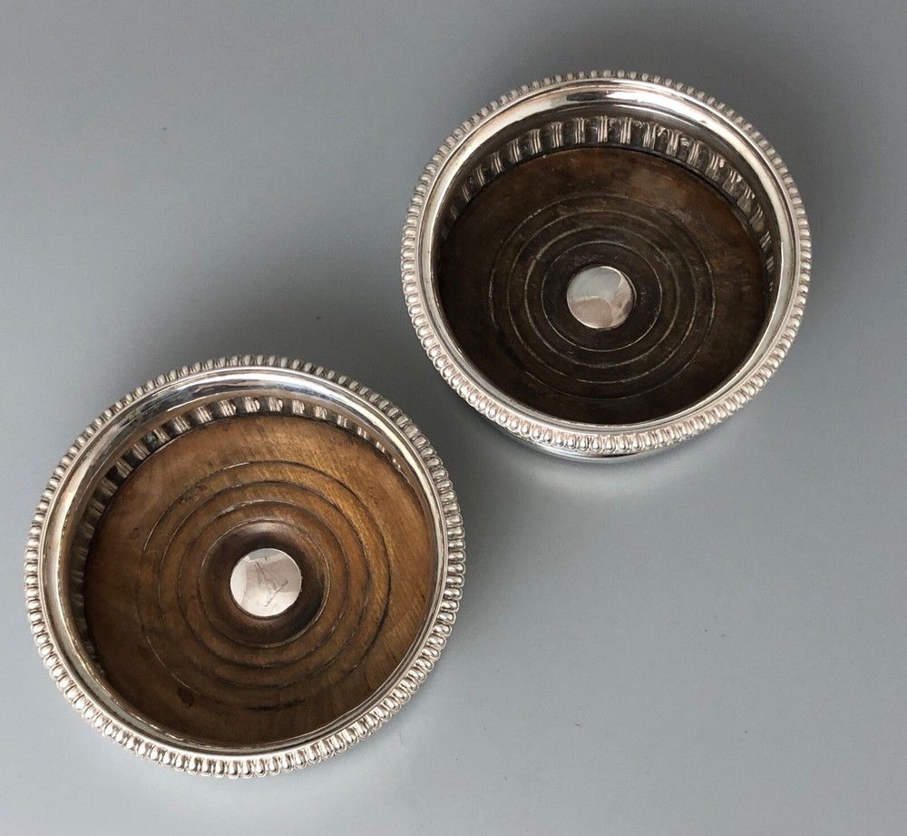 George III Solid Silver WIne Coasters Thomas Settle Sheffield 1821 / 12 CEZX