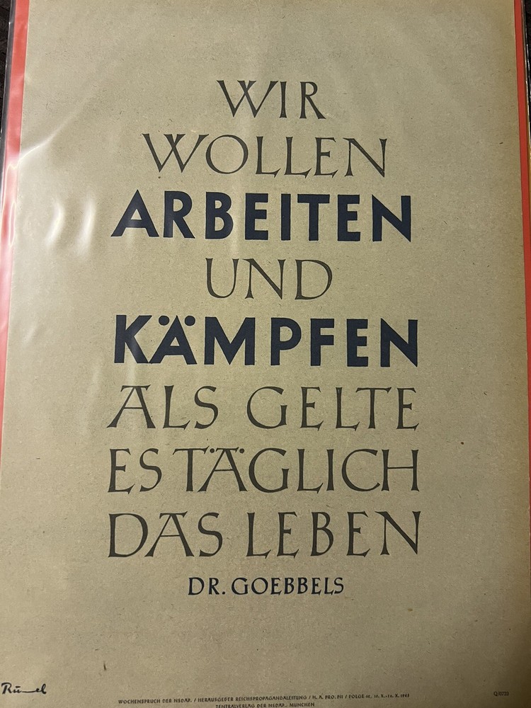 WWII German Poster 1943 - Rare Original
