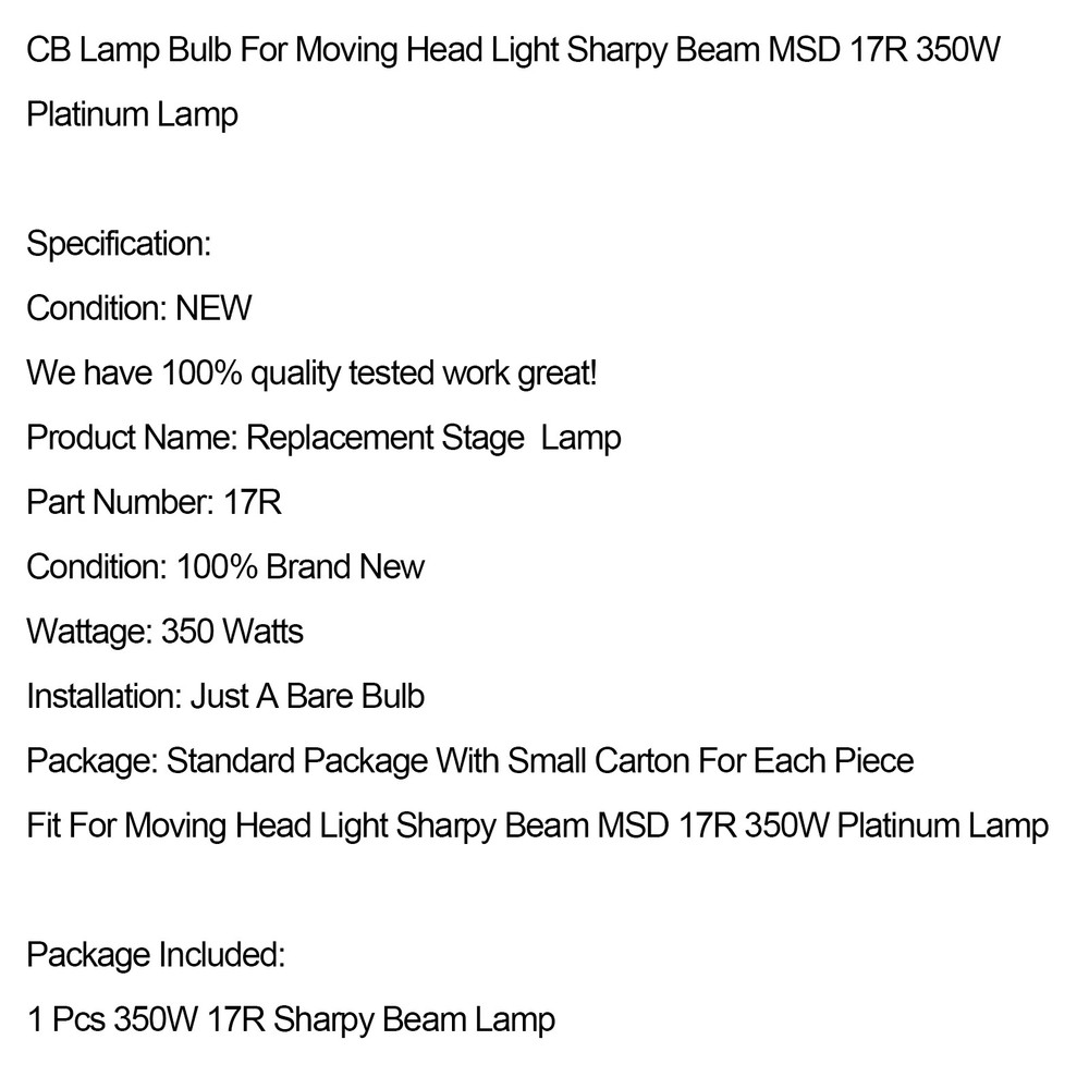 350W MSD 17R Lamp Sharpy Beam Moving Head Replacement Bulb Stage Lighting EP