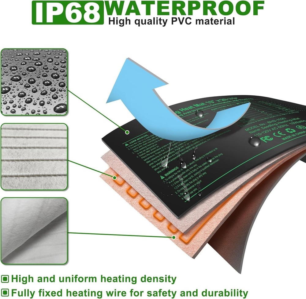 Seedling Heat Mat with Built-in Temperature Controller 2 Pack, 10" x 20.75" P...