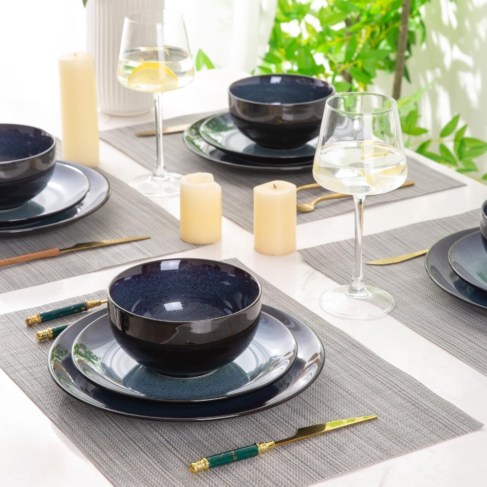 Ceramic Dinnerware Sets for Dreamy Moonlight-Blue Service for 4-12pcs
