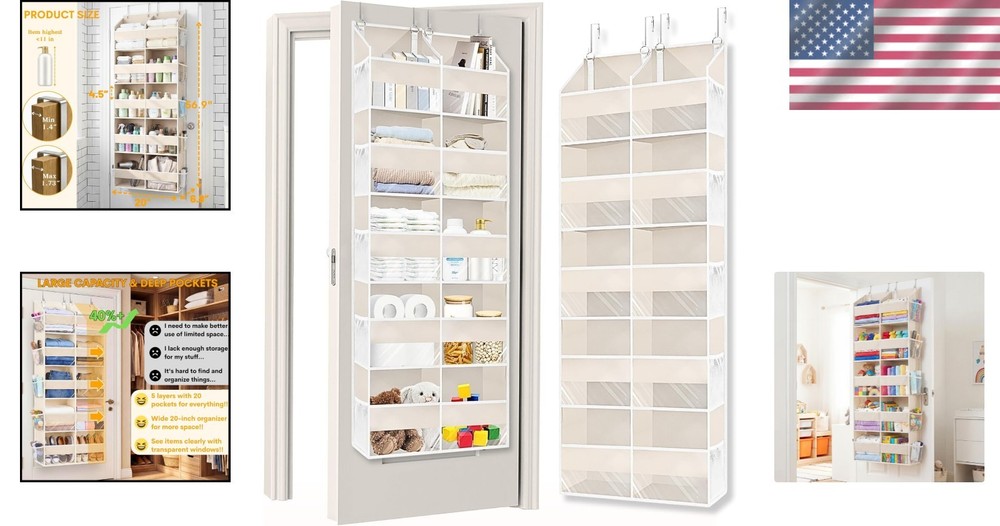 Space-Saving 5-Tier Door Organizer with 80 lbs Capacity - Versatile Storage
