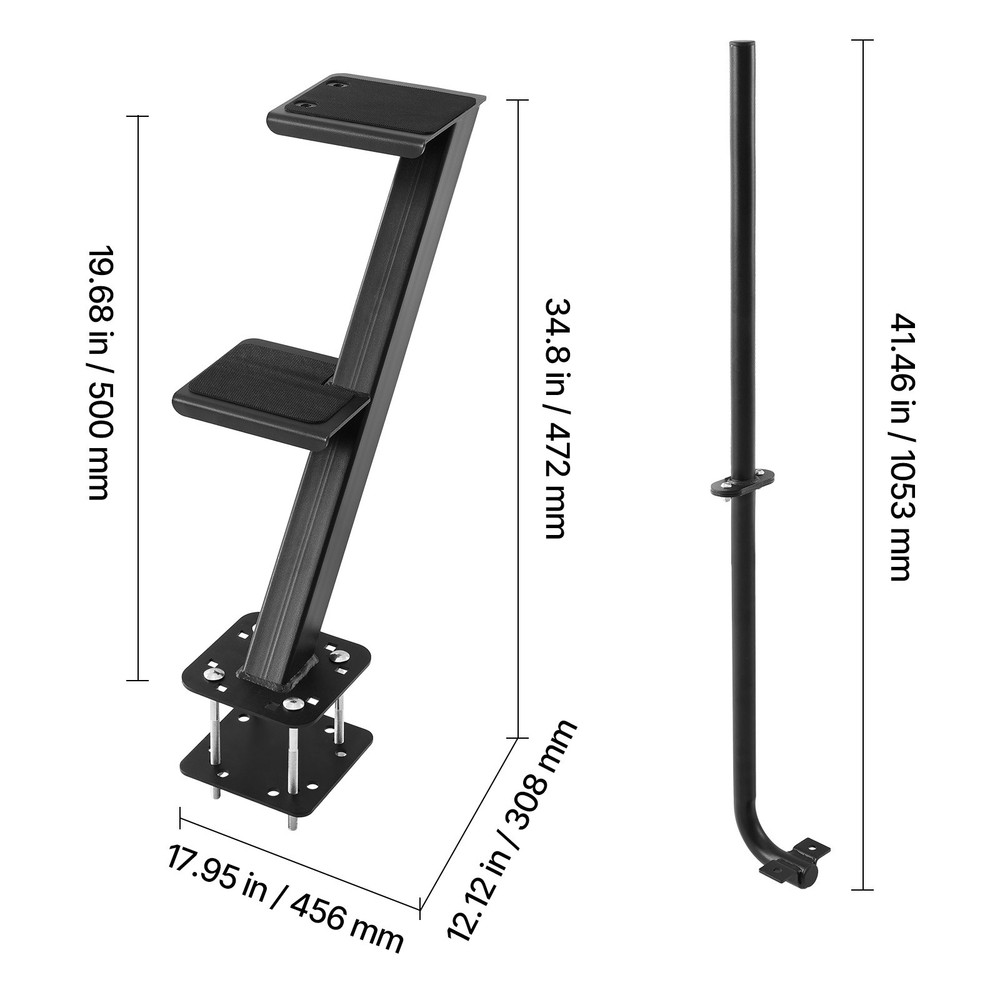 Uimoso Durable Boat Trailer Steps with Handle - 2-Step Bottom Mount Design