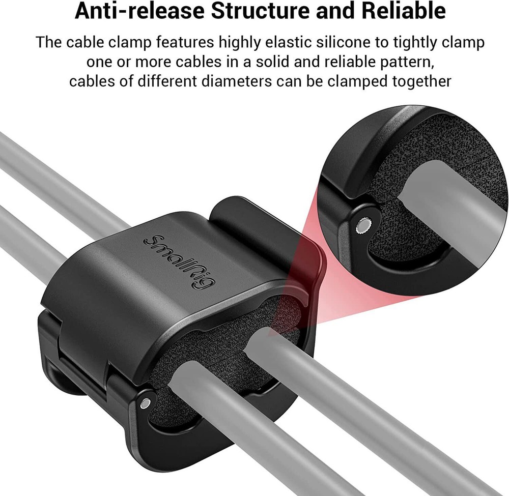 SmallRig Camera Cable Clamp (4 pcs) for HDMI / SDI / Microphone Cable, 2-6mm