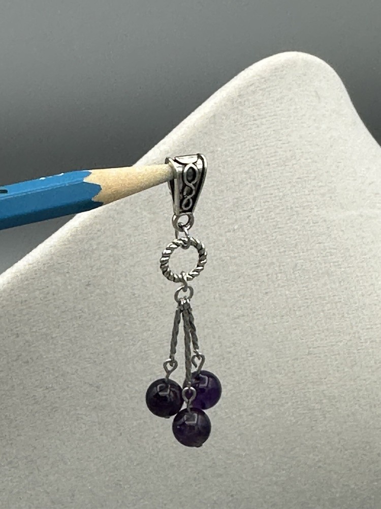 7.5 mm Purple Amethyst Dangle Pendant