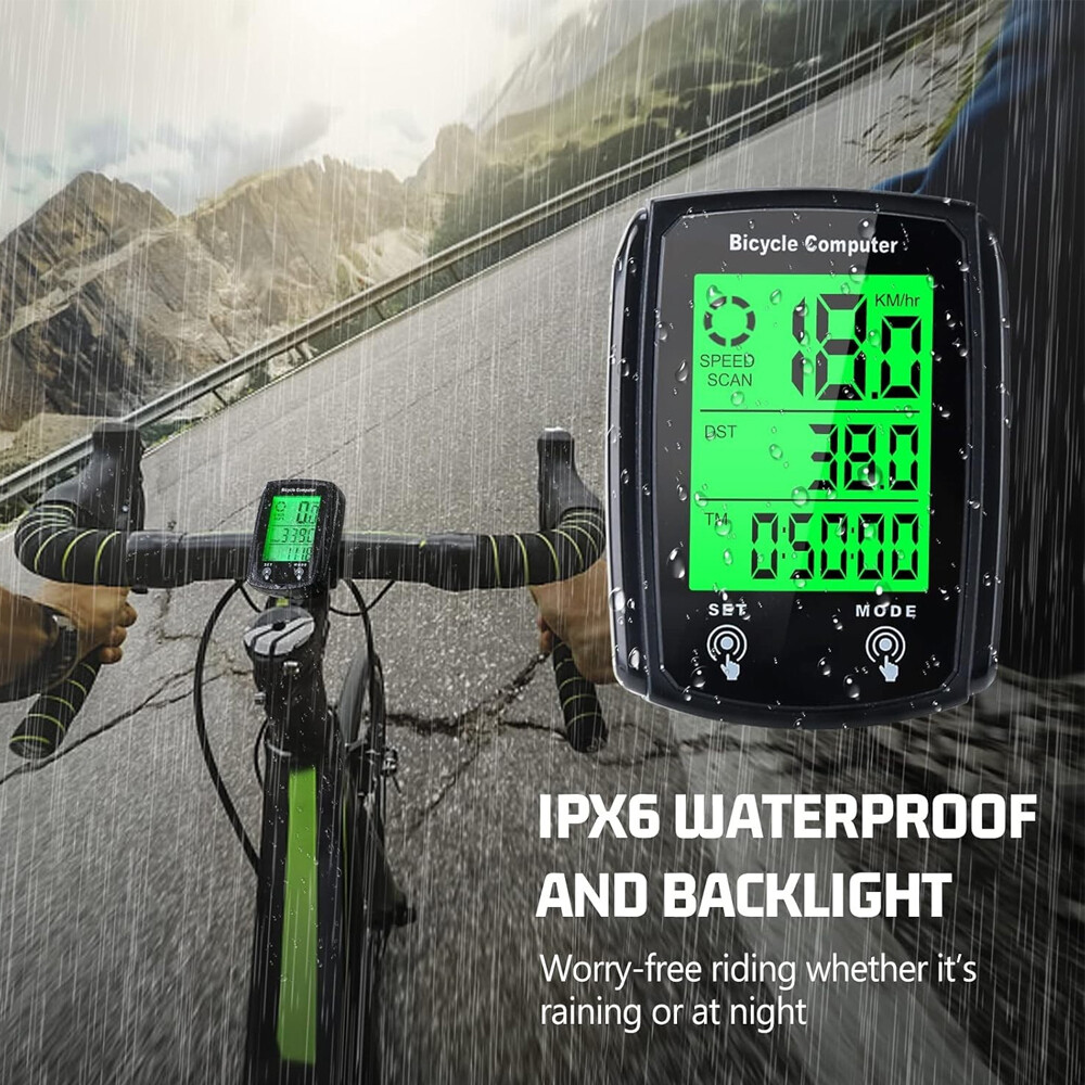 2PCS LCD Digital Bicycle Computer Bike Backlight Speedometer Odometer Waterproof