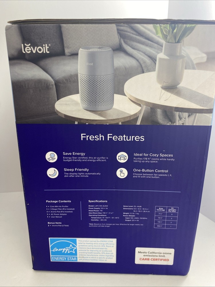 Levi it Core Mini Air Purifier New Open Box