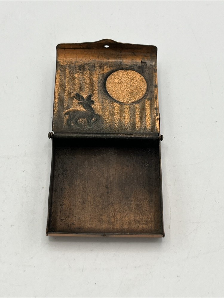 Vermont Copper Match Book Holder Case Tree Deer