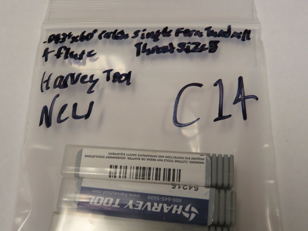 .093" x 60° 4 Flute Cabide Single Form Thread Mill, Thread Size 5