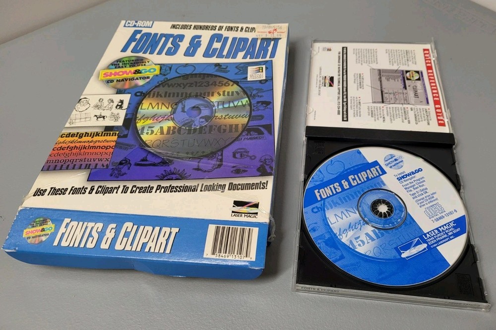 Fonts And Clipart PC CD Rom Vintage Software
