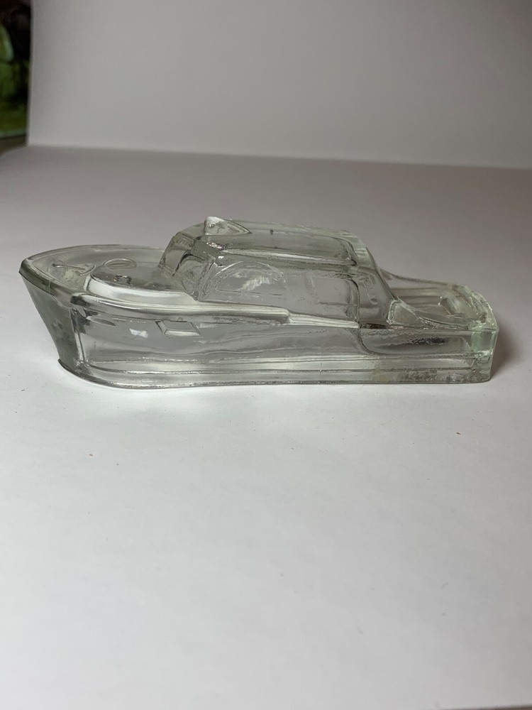Vintage WW2 boat shaped glass Candy Container