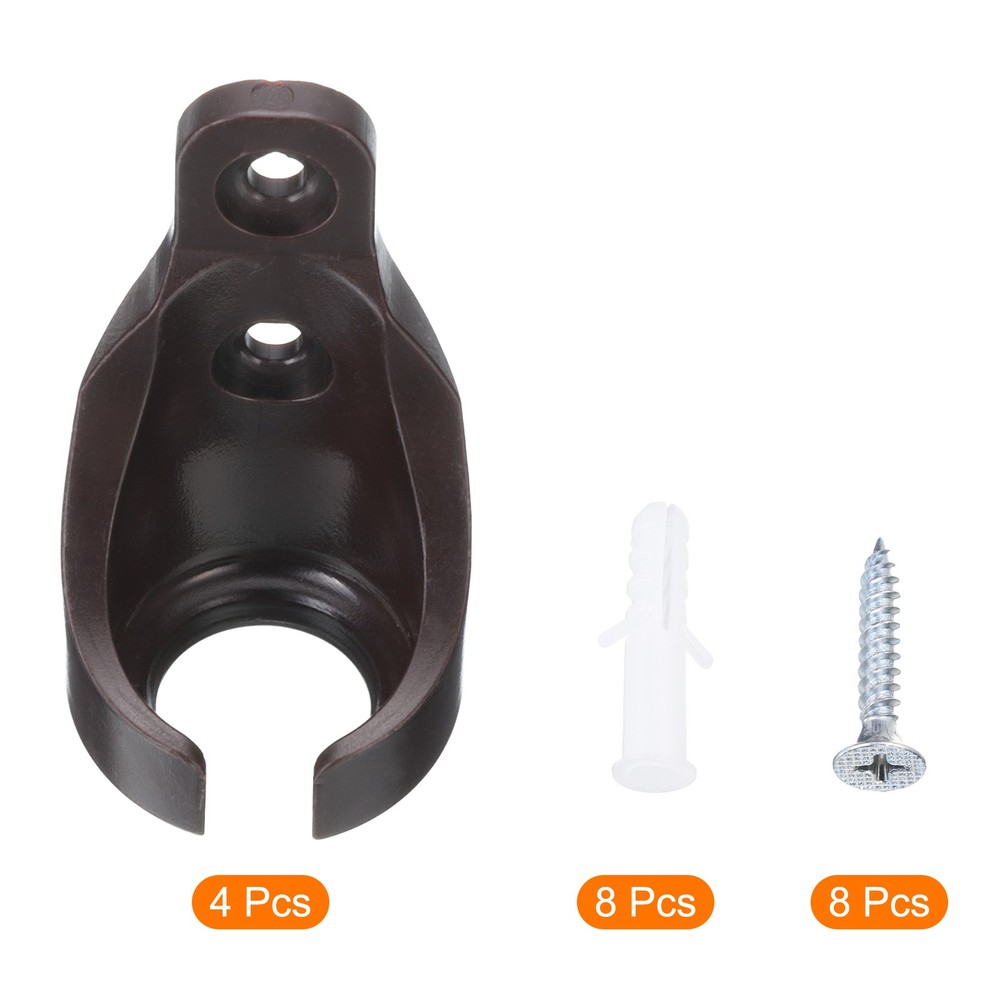 4 Pcs Bungee Receiver Brackets Plastic for Roller Shade Tie Down Straps Brown