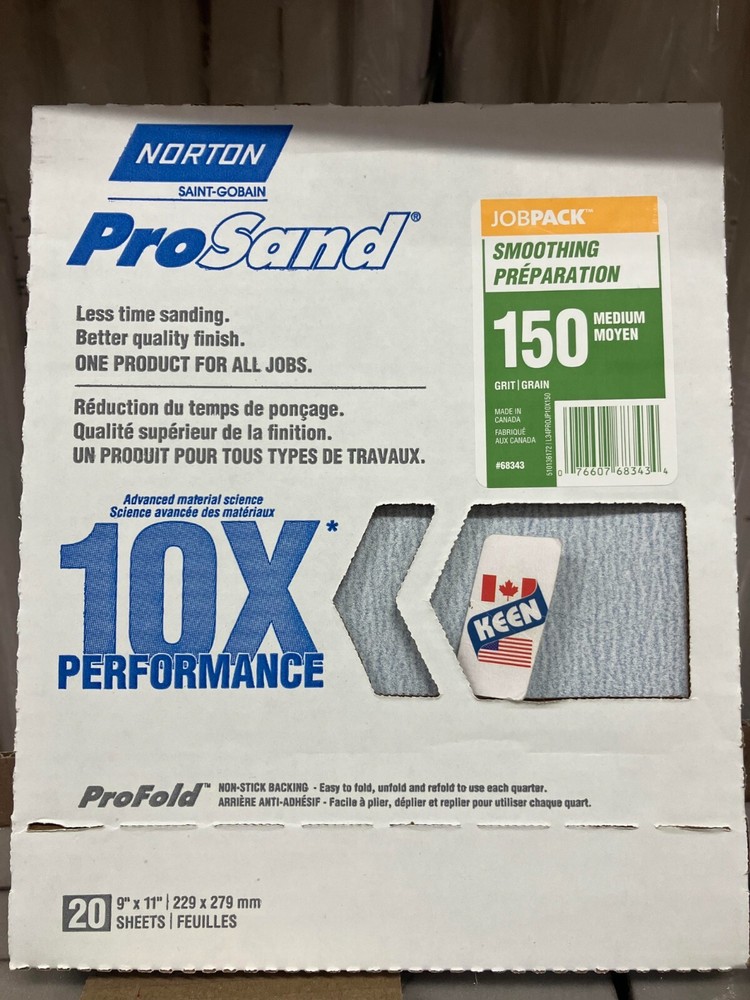 Norton CANADA ProSand 9" x 11" Sanding Sheets 150 Grit 20pack