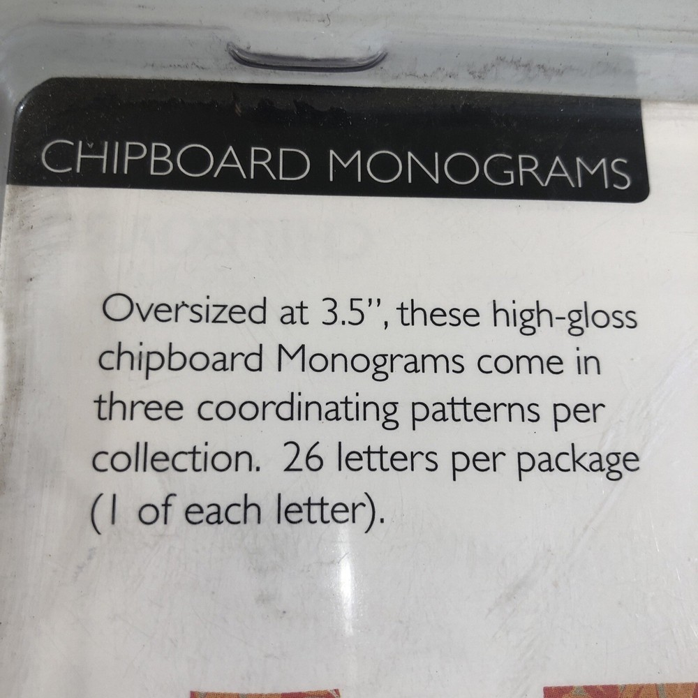 Fiskars Alphabet Chipboard Monogram RELAX FLORAL Pattern 3.5" Cloud 9 Design