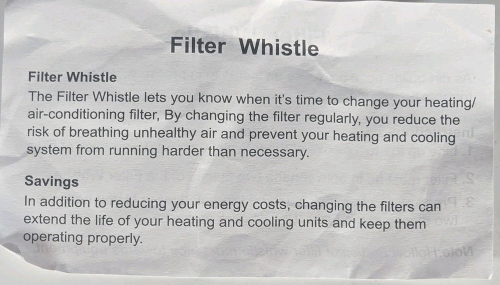 Filter Whistle - Air Conditioning / Heater
