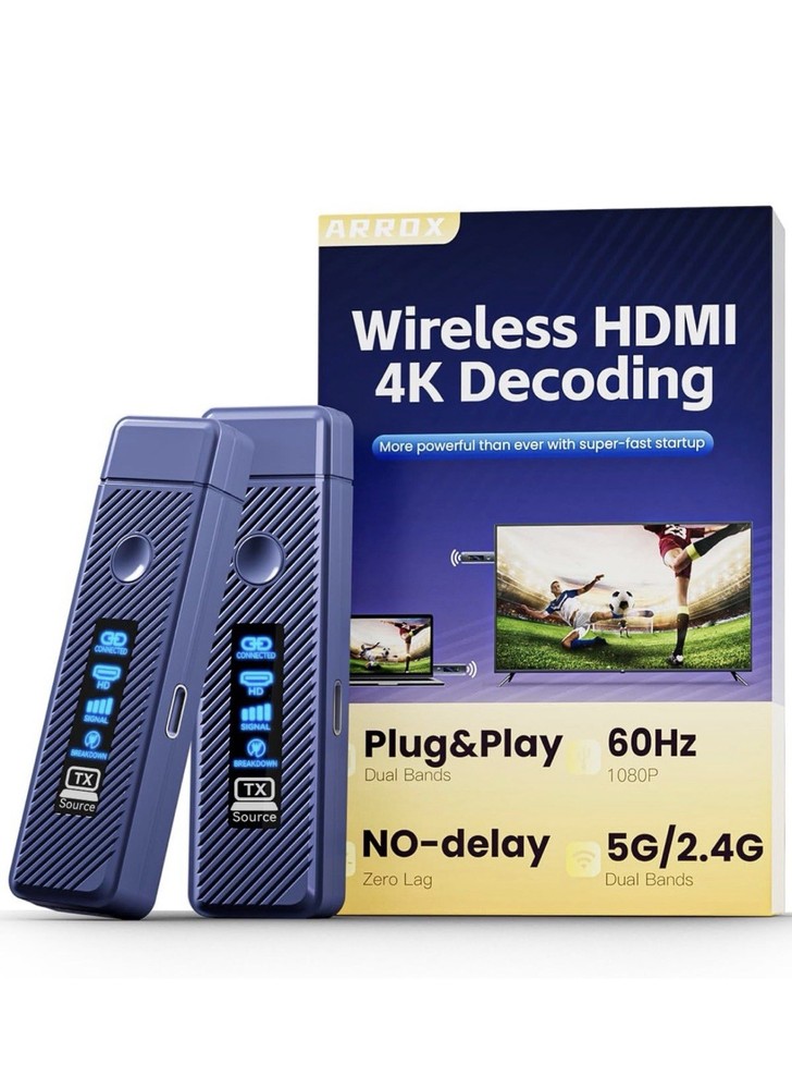 ARROX Wireless HDMI Transmitter 4K Decoding Dual Band Plug & Play No-delay