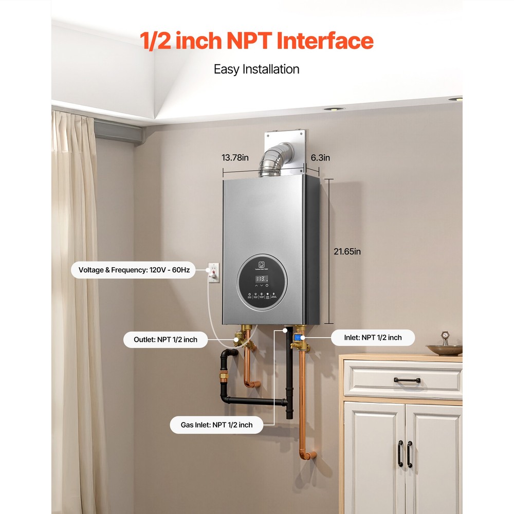 Uimoso Propane Tankless Water Heater 4.3Gal 100000 BTU Smart Temp Control LED