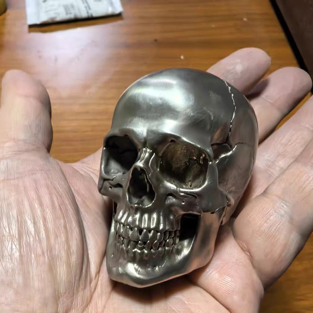 white nickel copper skull head handcraft ornament Solid Artistic