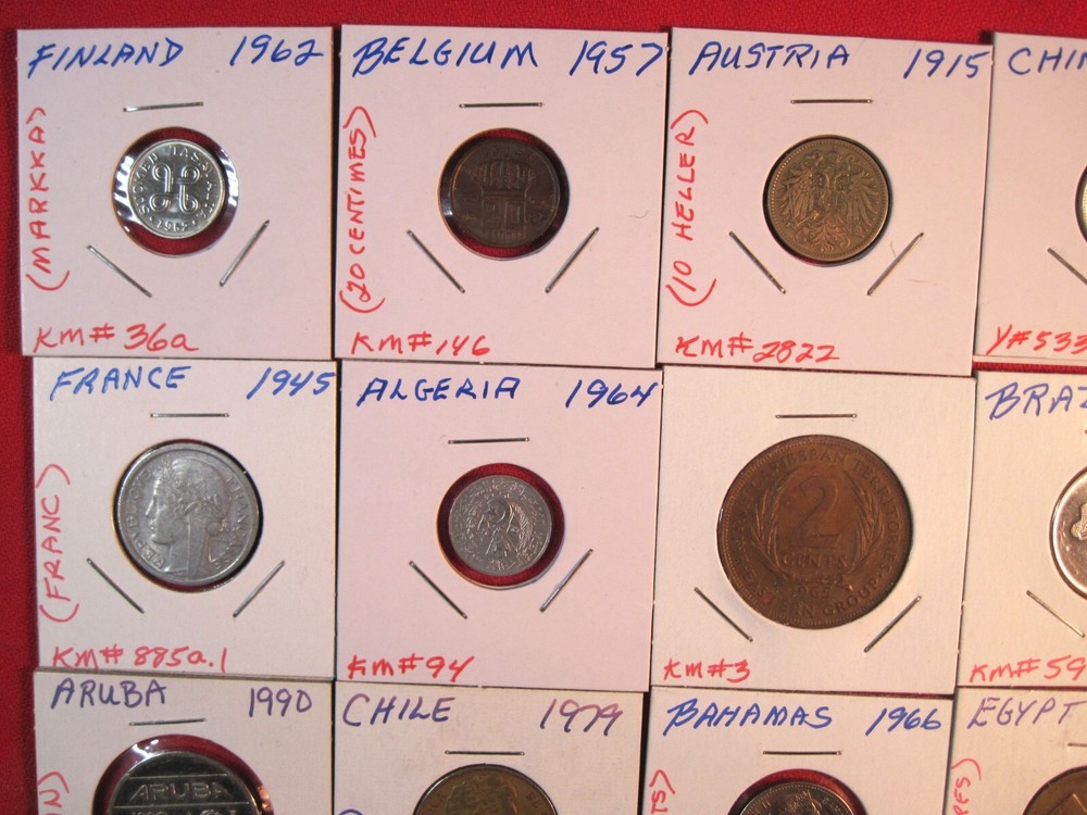 (20) DIFFERENT FOREIGN COINS FROM 16 COUNTRIES, (#092C)