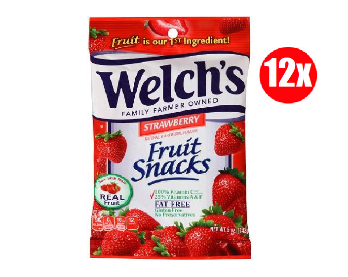 Full 12x Welchs Peg Snack Fruit Strawberry - 5 oz