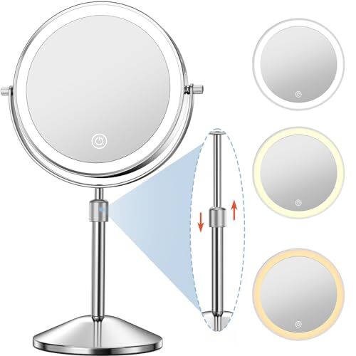 Vanity Mirror with Lights 7" Rechargeable 1x/10x Lighted Makeup Mirror Adjust...