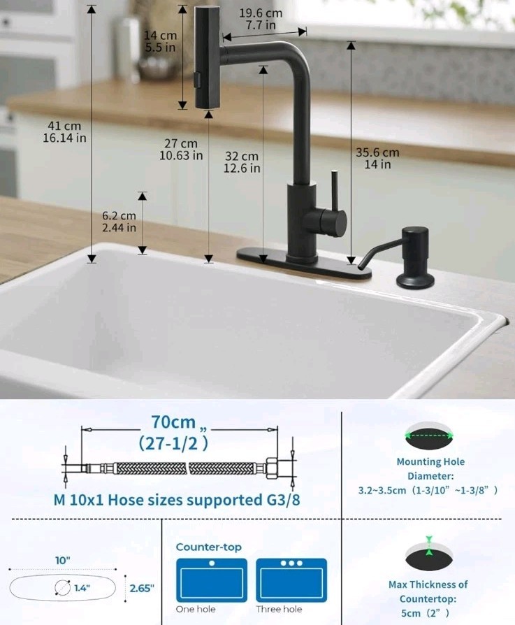 Kitchen Faucets with Pull Down Sprayer, Single Handle Matte Black