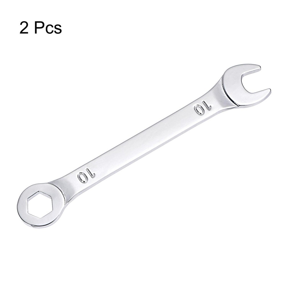 2pcs Thin Combination Wrench with Offset 6-Point End and Angled Open End 10mm