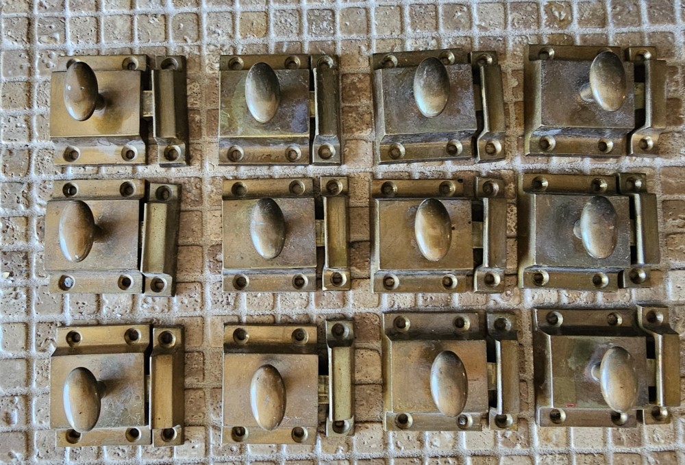 Russwin Cupboard/ Cabinet Door Latches- Solid Brass w/ Keepers