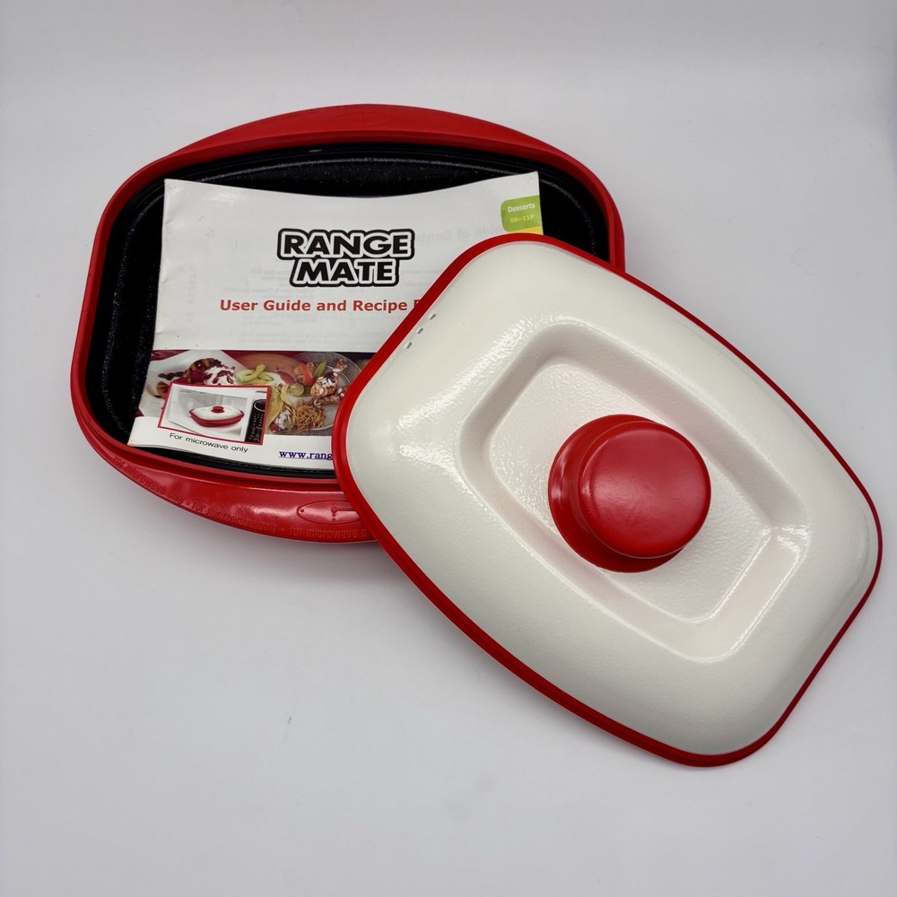 Range Mate Rectangular Nonstick Microwave Grill Pan Red With Recipe Booklet