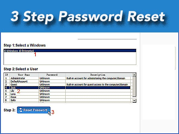 Windows Password Reset USB. Win 11, 10, 8.1, 8, 7, XP, Server, Vista