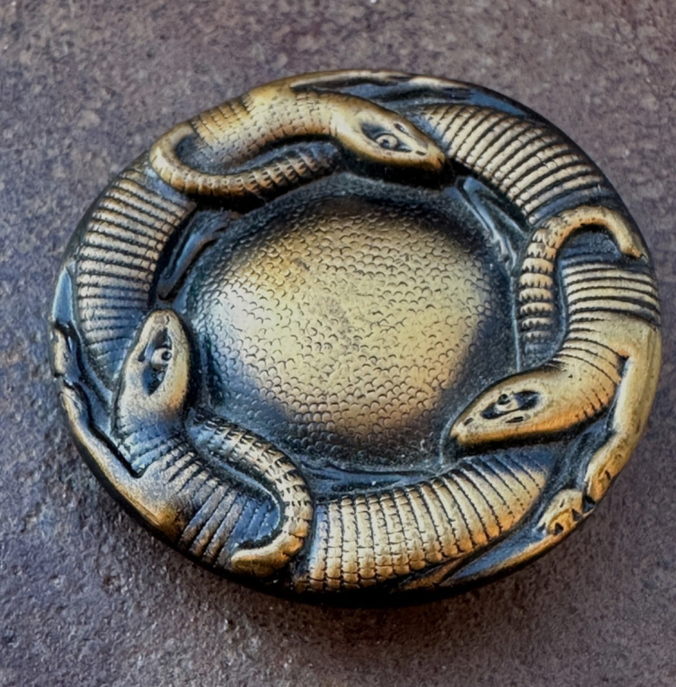 Antique Button Brass Toned Reptile Shank Button