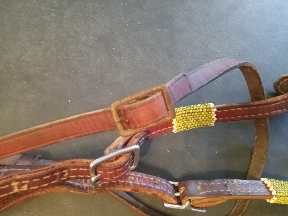 used leather one ear headstall beaded