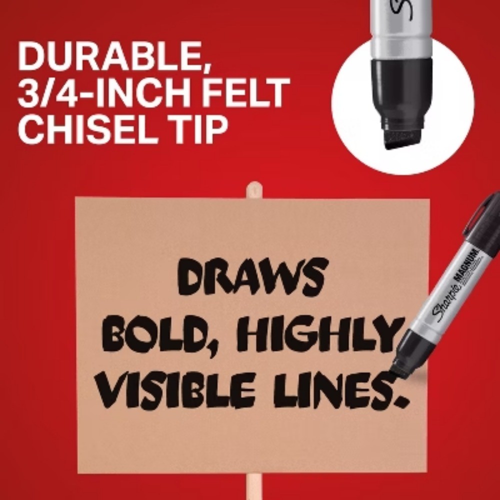 Sharpie Permanent Marker Chisel Tip Black: Bold Point, Quick Drying,