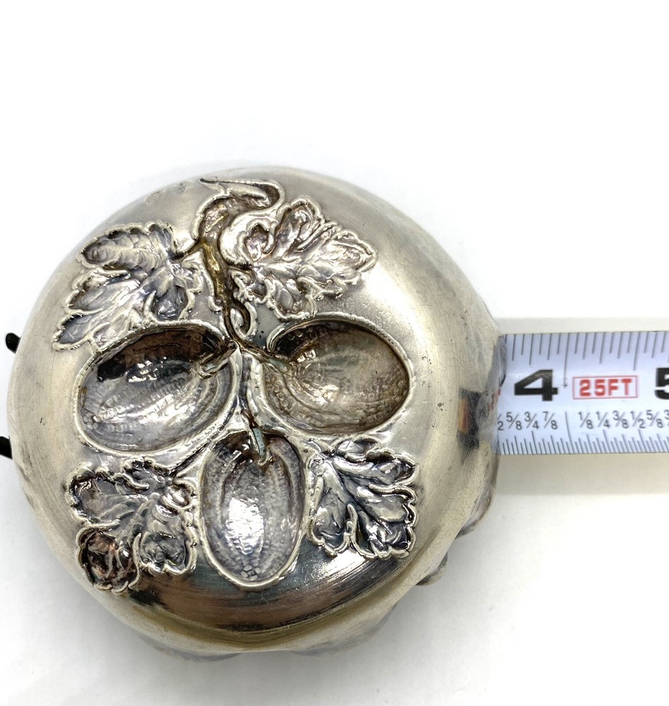 Antique Austrian Sterling Silver Repousee Nut Dish 3.1/2”