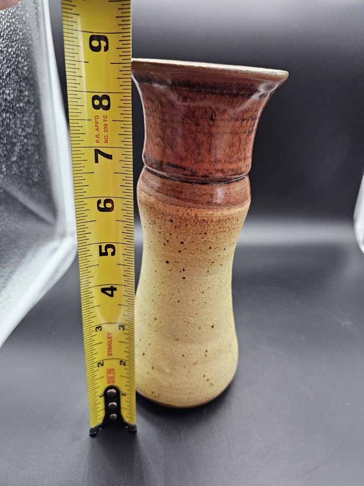 Hand Spun Studio Art Pottery Vase Signed 8.5"