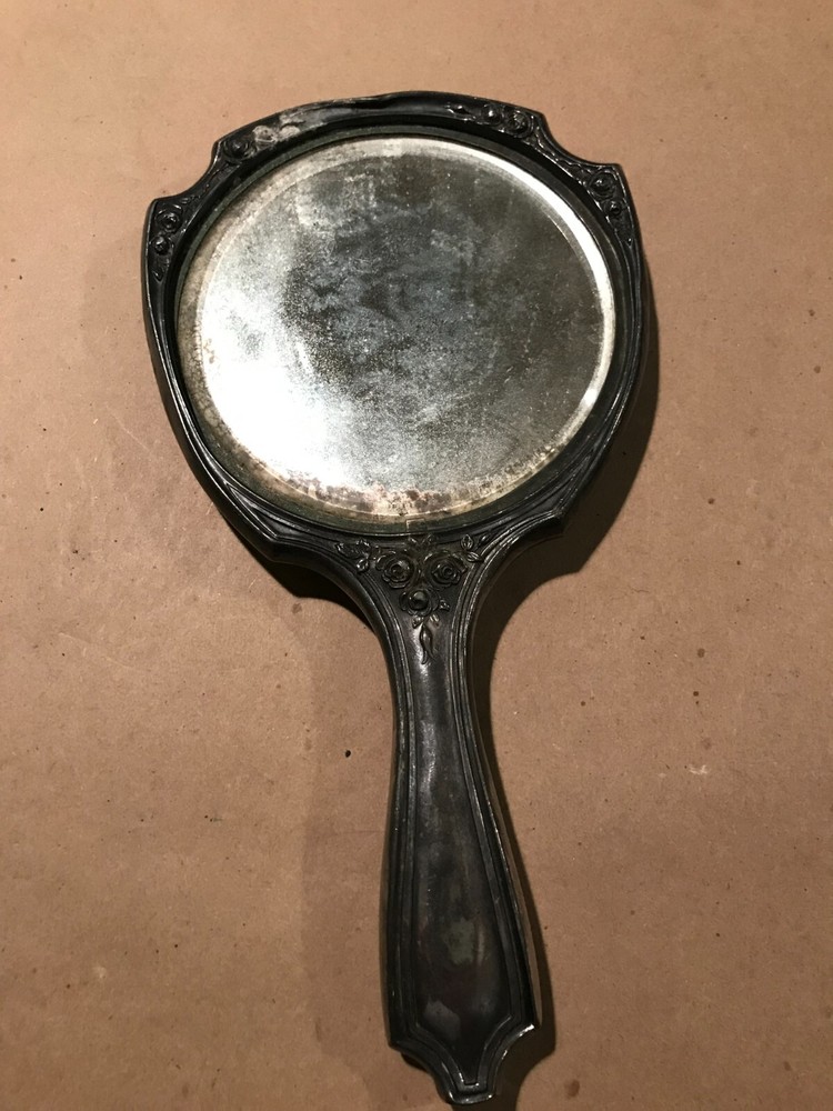 1904 Dated Derby Silver Company Silver Plated Hand Mirror