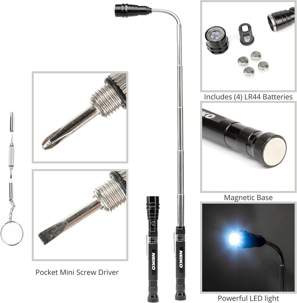 20736A (6) Piece Set, Magnetic Tool & Telescoping Mirror Set, Adjustable Telesco