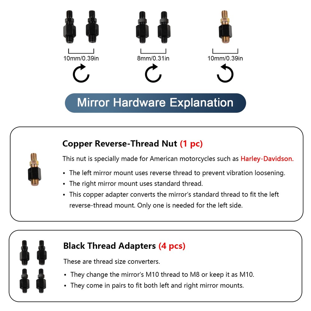 Black US Rectangular Motorcycle Rear View Side Mirrors For Harley Davidson