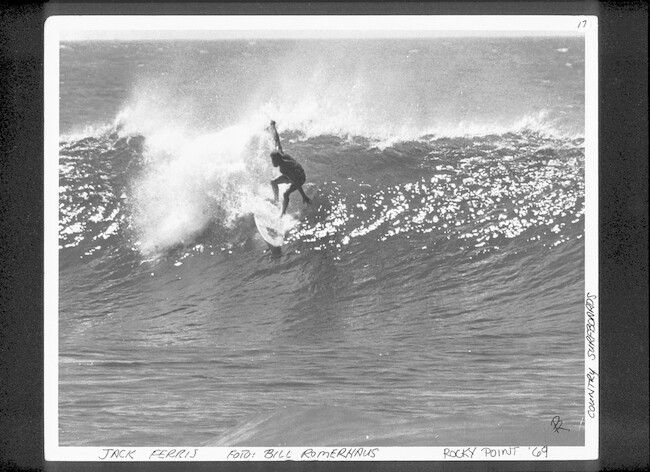 SURF MAGAZINE RETURNS: 8X10" HAND PRINTED ORIGINAL. JACK FERRIS ROCKY POINT '69