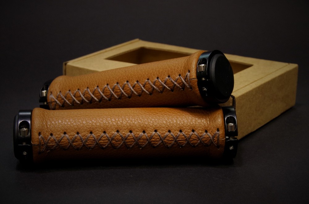 Leather Grips for Bicycle. Light brown.