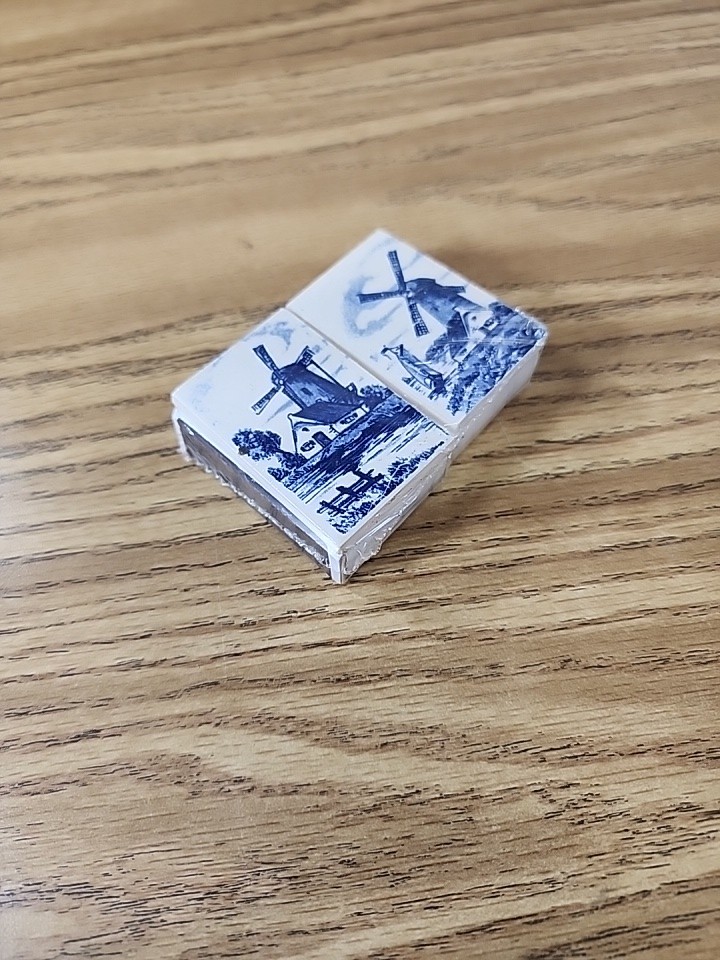 Matchbox Ceramic Decorative Top Blue & White Dutch Windmill